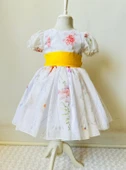 GALA kemeri sarı çiçekli çocuk elbise - 3