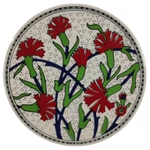 Çini Desenli Çiçekler Seramik Yuvarlak Nihale 16 Cm Koruyucu Kaydırmaz Altlik Model 3 - 4