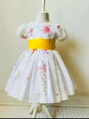 GALA kemeri sarı çiçekli çocuk elbise - 1