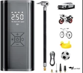 Valkyrie 100W 6000mAh Şarjlı Araba Lastik Hava Pompası LED Işıklı Çok Amaçlı Bisiklet Yatak Top Pompası - 1