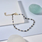 14 Ayar Altın Kaplama  Safir  Doğal Taşlı  El Yapımı Gümüş Bileklik - CBS00129 thumbnail 3