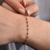 14 Ayar Altın Kaplama  Safir  Doğal Taşlı  El Yapımı Gümüş Bileklik - CBS00129 thumbnail 1