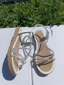 Sandalet Gümüş Taşlı Beyaz thumbnail 3