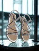 Sandalet Gümüş Taşlı Beyaz thumbnail 1