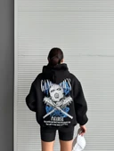 3 iplik şardonlu oversize compact kafa baskılı sweat siyah - 3