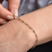 14 Ayar Altın Kaplama Duman Rengi Kuvars Doğal Taşlı El Yapımı Gümüş Bileklik - CBS00132 thumbnail 1