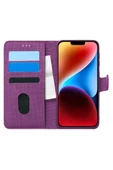 Samsung Galaxy A01 SM-A015F Uyumlu Kart ve Para Bölmeli Standlı Cüzdanlı Kılıf - Mor - 3