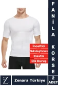 Jinekomasti Dik Duruş Göğüs Göbek Toparlayan Sıkılaştıran Ultra Esnek Erkek Fanila Korse 2 Adet thumbnail 1