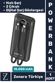 Kompakt Kamp Piknik Taşınabilir Şarj 2 Çıkış Dijital Şarj Göstergeli Hızlı Şarj 10.000 mAh POWERBANK - 1
