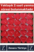 Dekoratif Ambians Sevgililer Günü Yıldönümü Gece Özel Gün Süslemesi 50 Adet KIRMIZI KALPLİ MUM - 2
