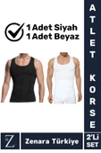 Jinekomasti Dik Duruş Göbek Göğüs Toparlayan Sıkılaştıran Ultra Elastik Erkek Atlet Korse 2 Adet - 1
