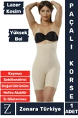 İz İç Göstermez Kaymaz Beden İncelten Sıkılaştıran Toparlayan LAZER KESİM Yüksek Bel Paçalı Korse - 1