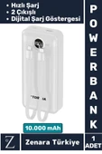 Kompakt Kamp Piknik Taşınabilir Şarj 2 Çıkış Dijital Şarj Göstergeli Hızlı Şarj 10.000 mAh POWERBANK - 1