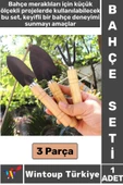 Kompakt Bahçe Hobi Piknik Kamp Toprak Düzenleme Kürek İnce Kürek Tırmık 3 Prça MİNİ AHŞAP BAHÇE SETİ - 1