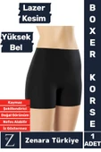 İç Göstermez Kaymaz Vücut Şekillendiren Sıkılaştıran Toparlayan LAZER KESİM Yüksek Bel Boxer Korse thumbnail 1