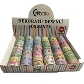 Bafix Desenli Bant Dekoratif Süs Bantı 15 MM x 3 MT 60 Lı Paket - 1