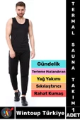 Günlük Kullanım Spor Terleme Hızlandıran Rahat Sıkılaştırıcı TERMAL SAUNA EŞOFMAN ALTI ATLET TAKIM - 1