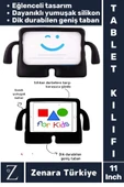 Apple Samsung Uyumlu Geniş Tabanlı Yumuşak Tutacaklı Tam Koruma Silikon Çocuk Tablet Kılıfı 11 Inch - 1