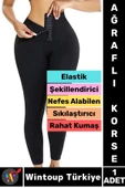 Gündelik Spor Alt Karın Bel Sıkılaştıran Güçlendiren Toparlayan Elastik Konforlu AĞRAFLI KORSE TAYT - 1