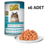 6 Adet Quik Kedi 415 gr Somon-Karides Konserve Skt:08/2028 - 1