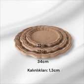 Ahşap boyanabilir yuvarlak dekoratif sunumluk tepsi takımı - 1