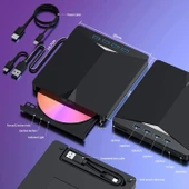 Valkyrie Harici CD DVD Rom Yazıcı Okuyucu USB 3.0 HUB Çoğaltıcı TF SD Kart Okuyucu 7in1 - 4