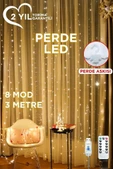 Lw-7 300 Ledli 10 Sarkıt Perde Led Işık, 8 Modlu Uzaktan Kumandalı, 3x3 Metre Peri Telli Led - 1