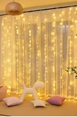 Lw-7 300 Ledli 10 Sarkıt Perde Led Işık, 8 Modlu Uzaktan Kumandalı, 3x3 Metre Peri Telli Led - 2