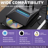 Valkyrie USB 3.0 Harici External CD DVD Okuyucu Yazıcı LED USB Hub TF SD Kart Okuyucu Çoğaltıcı - 4