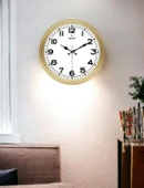 Klasik Kadran Gold Sarı Renk Sessiz Akar 30 Cm Duvar Saati - 3