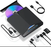 Valkyrie Harici CD DVD Rom Yazıcı Okuyucu USB 3.0 HUB Çoğaltıcı TF SD Kart Okuyucu 7in1 - 1