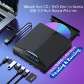 Valkyrie Harici CD DVD Rom Yazıcı Okuyucu USB 3.0 HUB Çoğaltıcı TF SD Kart Okuyucu 7in1 - 7