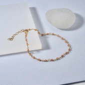 14 Ayar Altın Kaplama Sitrin Doğal Taşlı El Yapımı Gümüş Bileklik - CBS00133 thumbnail 1