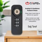 Ayt Powermaster PM-26726 3 Haneli Şifreli Ve Anahtarlı Mekanik Siyah Çekmece Dolap Kilidi Sağ Kilit - 2