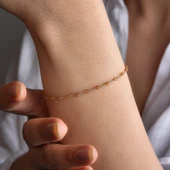 14 Ayar Altın Kaplama Sitrin Doğal Taşlı El Yapımı Gümüş Bileklik - CBS00133 thumbnail 2