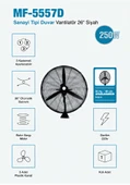 Sanayi Tipi Duvar Vantilatör 26 inç 65 cm Ayarlanabilir Başlık Siyah Gövde 3 Yıl Garantili thumbnail 1