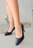 Jilya Siyah Cilt Stiletto Ayakkabı - 1
