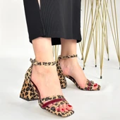 Lanja Leopar Süet Bordo Rugan Detaylı Ayakkabı - 4