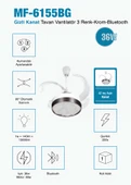 Gizli 42 inç Açılır Kanat  Tavan Vantilatör  Krom  Bluetooth Özellikli, 3 Renk LED Işık  3 Yıl Garantili thumbnail 1