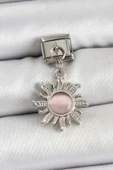 316L Çelik Sallantılı Zirkon Taşlı Güneş Model Gümüş Renk Nomination Charm - TJ-BC1450 - 1