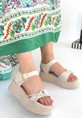 Pabucmarketi Bej Kadın Düz Sandalet - 2