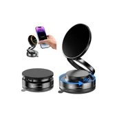 Metalik Magsafe Telefon Tutucu Tüm Yüzeylerle Uyumlu Vakumlu 360 Dönen Oynar Başlık - 1