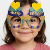 Cupcake Temalı Doğum Günü Renkli Karton Happy Birthday Gözlüğü 6 Adet - 1