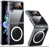 Samsung Galaxy Z Flip 4 Uyumlu Köşe Korumalı Darbe Emici Sert Sararmaz Şeffaf Magsafe Kılıf thumbnail 1