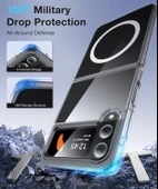 Samsung Galaxy Z Flip 4 Uyumlu Köşe Korumalı Darbe Emici Sert Sararmaz Şeffaf Magsafe Kılıf thumbnail 6