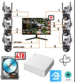 Ventus Set 6 Kameralı 4TB HDD li Güvenlik Kamera Sistemi Hareketli Kablosuz Akıllı Xmeye + 19" Monitör - 2