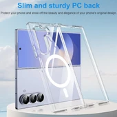 Samsung Galaxy Z Fold 6 Uyumlu Köşe Korumalı Darbe Emici Sert Sararmaz Şeffaf Magsafe Kılıf - 8