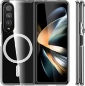 Samsung Galaxy Z Fold 3 Uyumlu Köşe Korumalı Darbe Emici Sert Sararmaz Şeffaf Magsafe Kılıf - 2