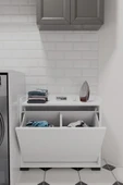 Duo 2 Bölmeli Çamaşırlık Çok Amaçlı İki Bölmeli Dolap Kirli Çamaşır Sepeti - 2
