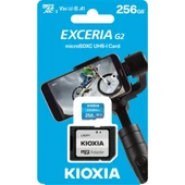 Kıoxıa 256gb Exceriag2, Lmex1l256gg2, U1 V30 4k,  Cl10, 100mb/s, Microsd Kart Bellek (sd Adaptörlü) - 2